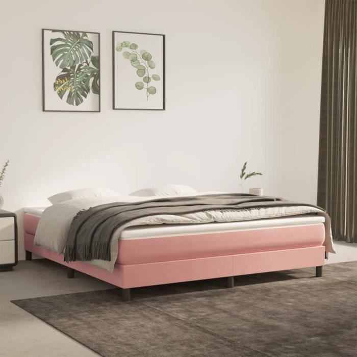 3144344 vidaXL Divan Bed with Mattress Pink 160x200 Cm Velvet