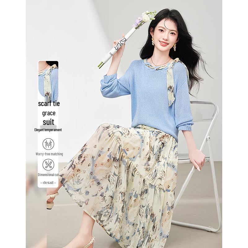 

Petite Women s Scarf Tie Two-Piece Set S