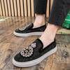 New Luxury Men Embroidered Rhinestone Loafter Leisure Leather Shoes Male Comfortable Sneakers Tenis Masculino Zapatos Hombre