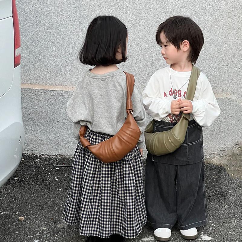 Trendy Unisex Kids Dumpling Bag Stylish Solid Color Shoulder Bag For Children