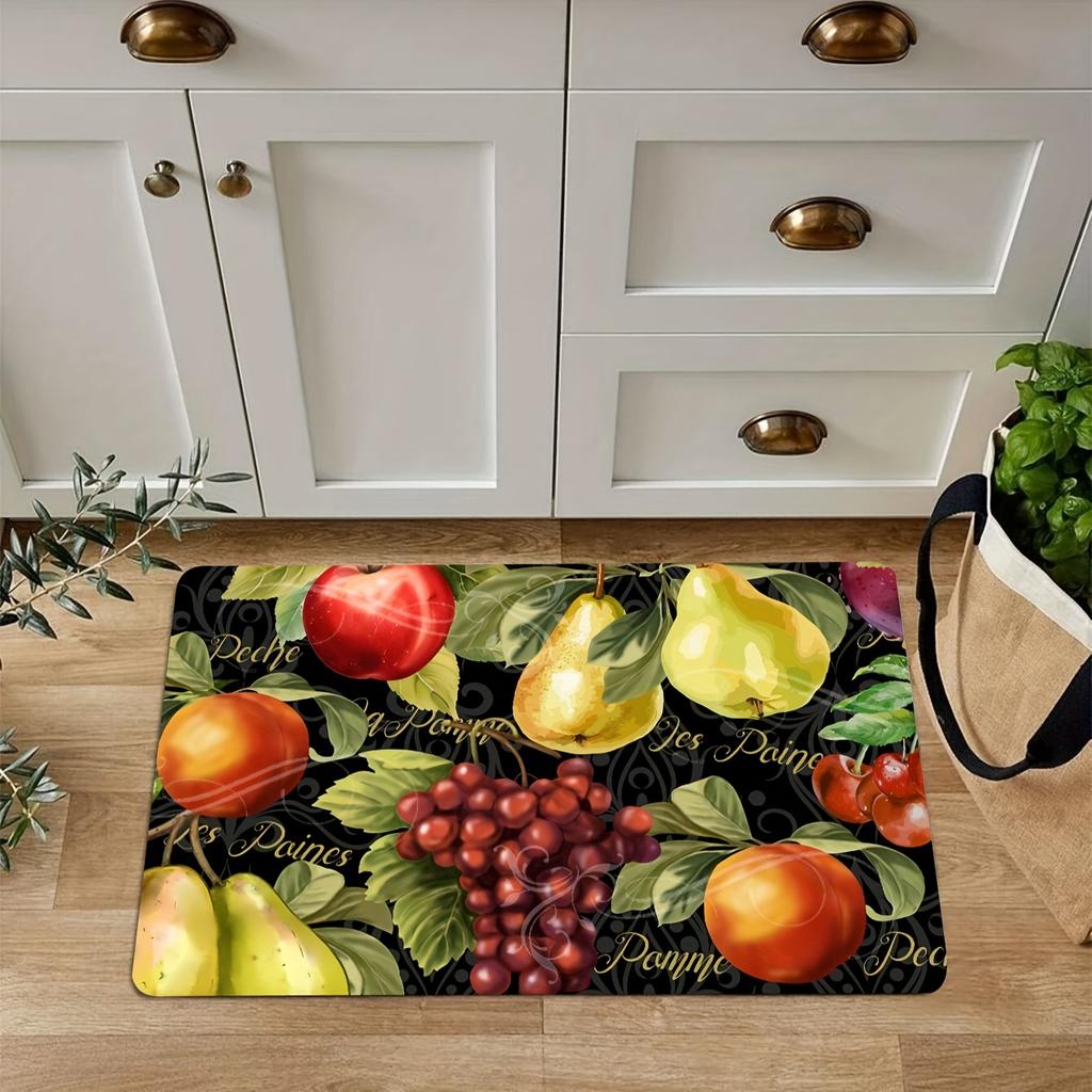 1Pcs Fresh Fruit Pattern Kitchen Mat Soft Thickened Kitchen Floor Mat Waterproof Non-slip Oil-proof Floor Mat Runner Rug