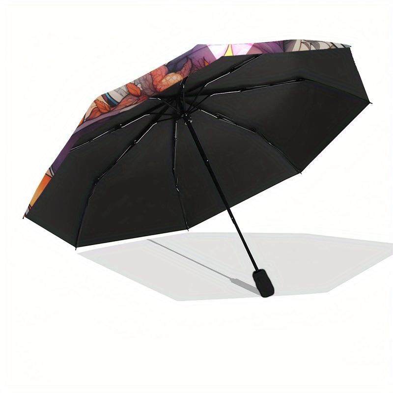 Stained Witch Wall Art: Magical Autumn DecorUmbrella, Portable 3-Fold Compact Umbrella,Christmas Gift ES454