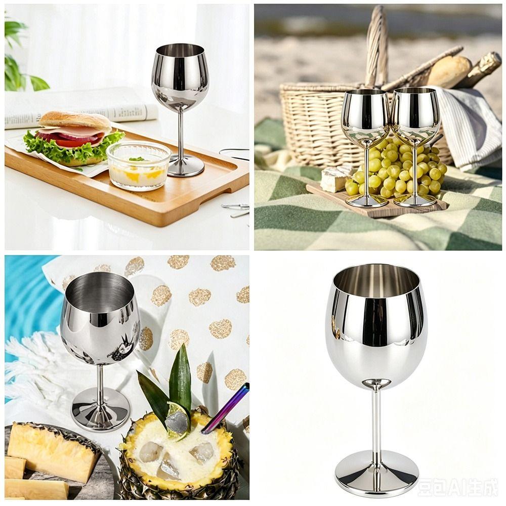2 Stück 350ml Edelstahl Stiel- Weingläser Edelstahl 304 Weinglas Hochzeit