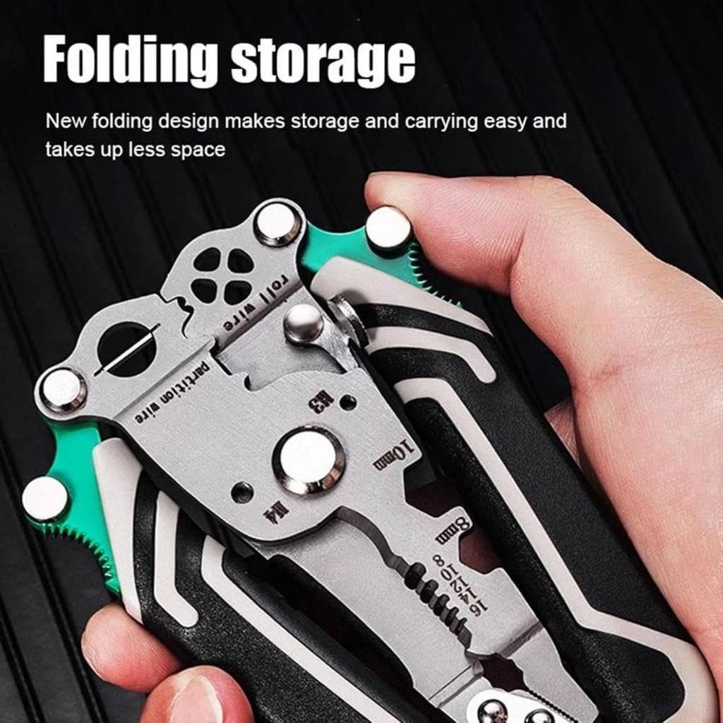 18 In 1 Wire Stripper Foldable, Multifunctional Folding Wire Stripper-Professional Electrician Tool for Cutting and Pulling Wires Cable Scissors,