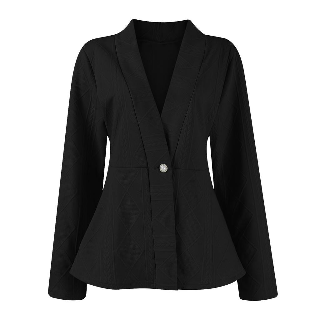 Women's Fashion Single Button Shawl Collar  Long Sleeve Jacket