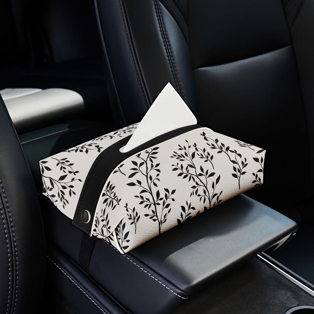 New Hand-painted Flower Car Tissue Box,Luxury Living Room Creative Dining Table Paper Box, Leather Napkin Paper Box Tissue Boxes