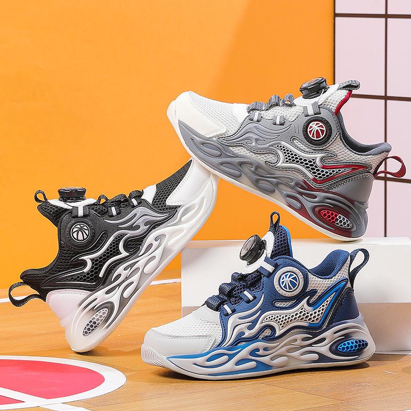 Children's Basketball Shoes 2025 Summer New Mesh Boys' Sports Shoes Non-slip Middle and Older Boys' Running Shoes