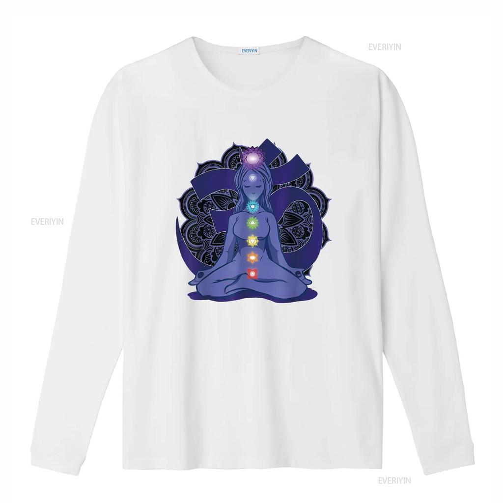 Womens Yoga Meditation Spiritual Body Energy Chakra T Shirt Black Medium vintage Washed Breathable graphic Soft homme Stylish