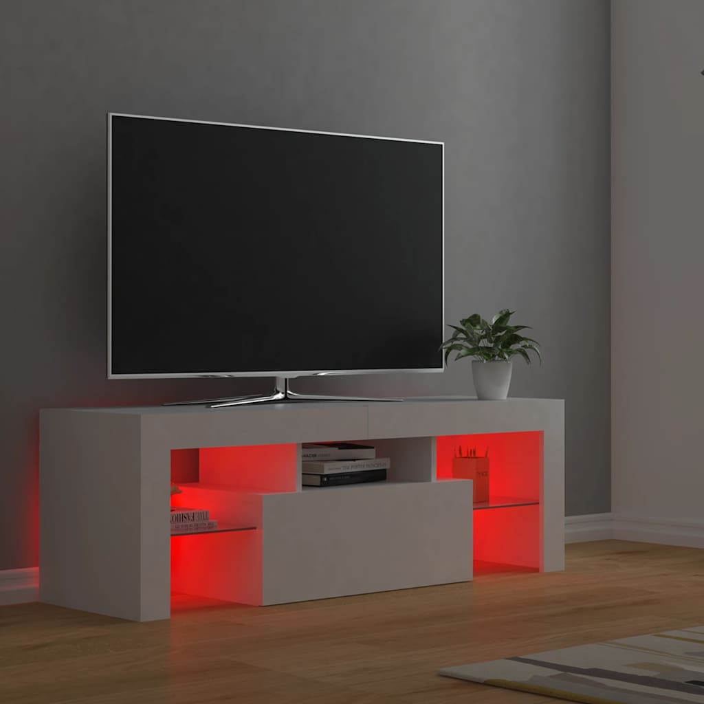 TV Stand with LED Lights White 120 X 35 X 40 Cm