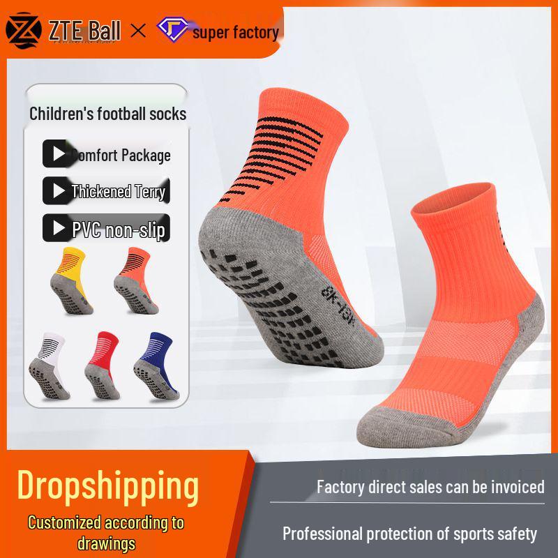 Professionelle Kinder-Overknee-Fußballsocken, Herren-/Damen-Frotteesohle, Reine Baumwolle, Modischer Sportstil.