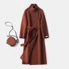 Light Luxury Imperial Sister Style Navy Blue Double-sided Velvet Coat Women's Retro Medium and Long Wool Coat