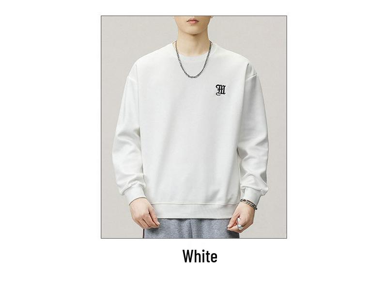 2025 A/W Men's Heavyweight Crewneck Sweatshirt: Trendy, Embroidered, Loose-fit, Versatile Casual Sportswear