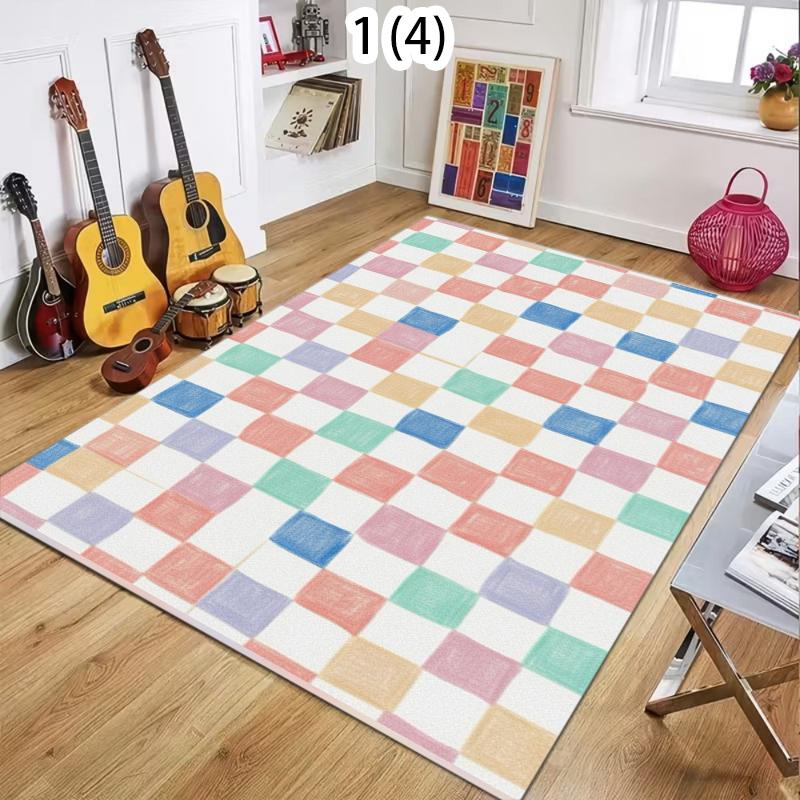 Cartoon Animal Printed Area Rug Cute Bow Throw, Anti-slip Children's Room Carpet Home Decoration Living Room and Bedroom Carpet