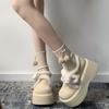 Cute Versatile White Warm and Heightened Platform Cotton Shoes Winter Velvet Thickened Snow Birkenstocks