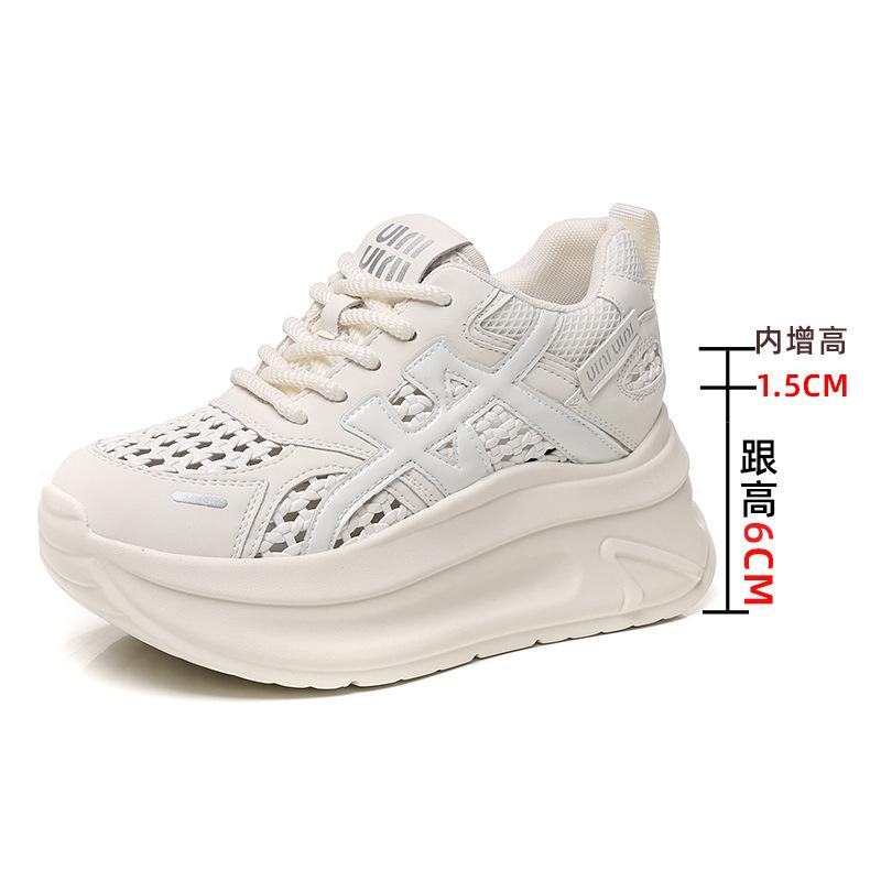 

Thick-soled outer wear versatile women s shoes sports sandals women s summer hollow woven Forrest Gump shoes inner height-increasing dad shoes child 34