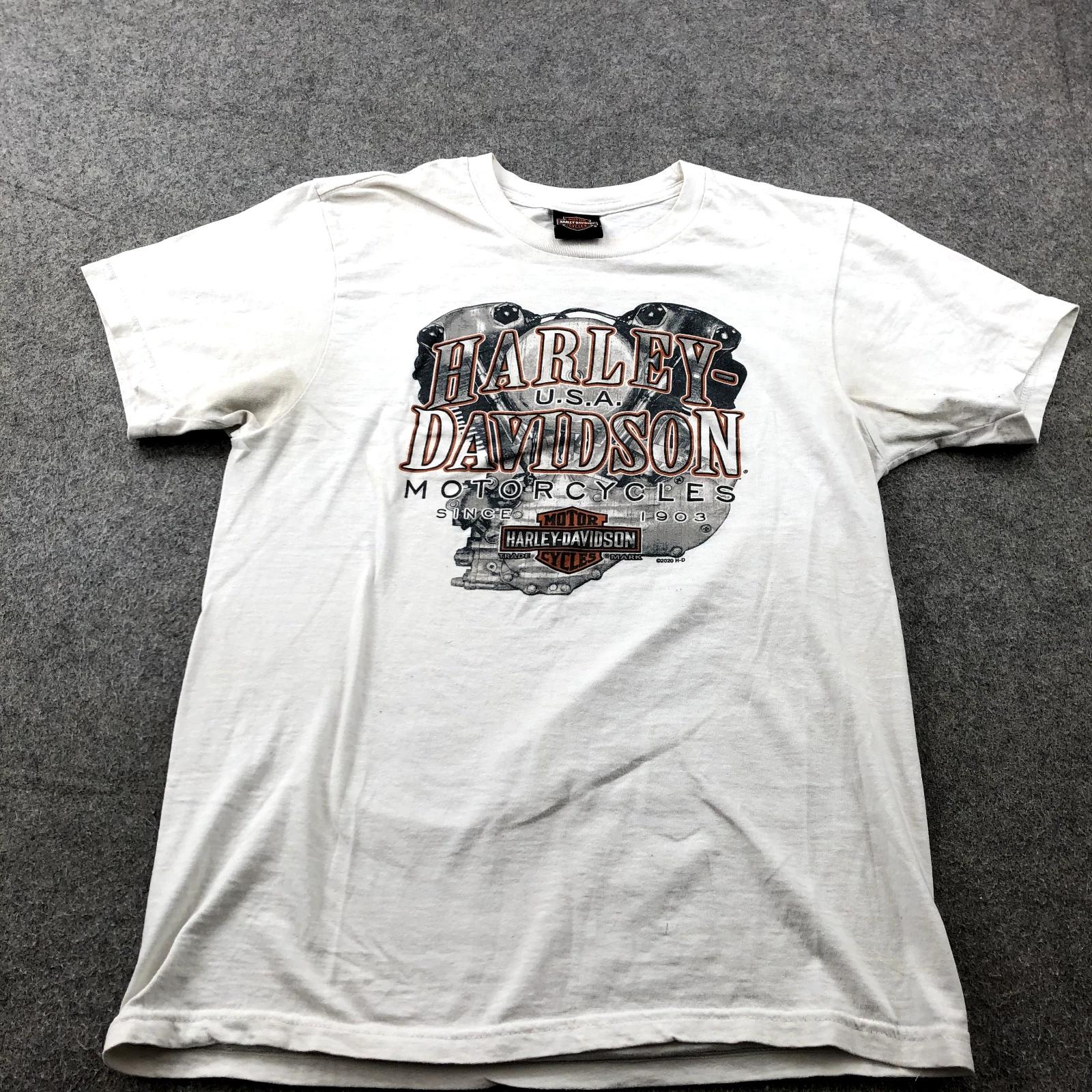

Рубашка Harley Davidson Мужская Средняя Белая Короткий Рукав Колумбия TN Мотоцикл * XL