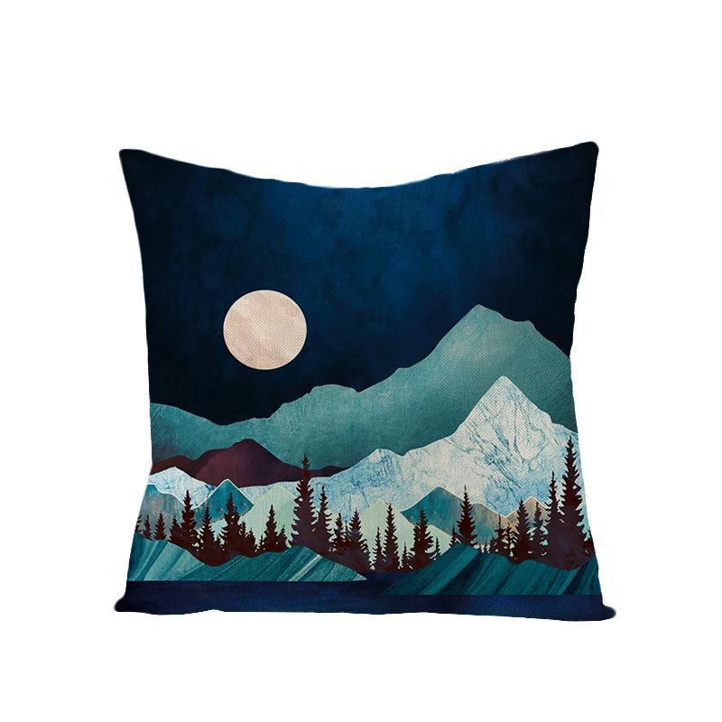 Home Landscape Polyester Pillowcase Home Digital Printing Sofa Cushion Waist Pillowcase