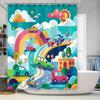 Colorful Cartoon Car Shower Curtain Kids Bathroom Decor Wall Hanging Umbrella Waterproof Polyester Fabric Print Backdrop for Bat