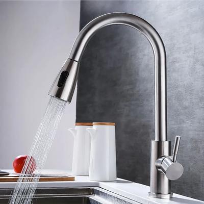 ZEXEF Kitchen Faucet Stainless Steel Brushed Faucet Kitchen Sink Faucet Pull-out Kitchen Water Faucet Single Hole Faucet