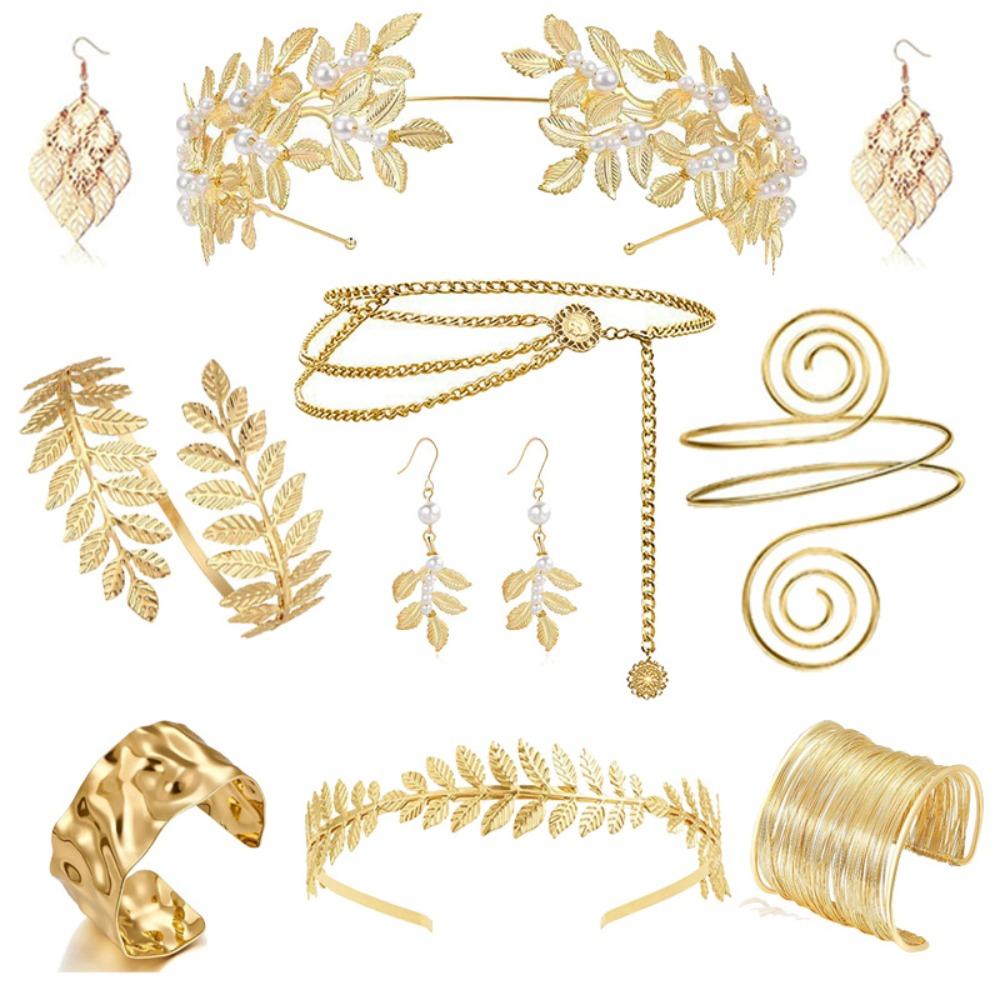 Gold Greek Goddess Hair Jewelry Bridal Earrings Rhinestone Jewelry Set  Hair Accessories