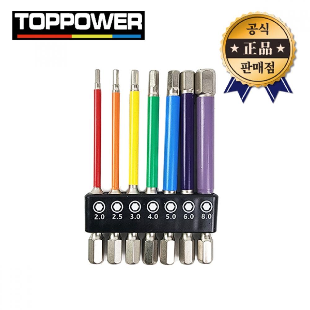 

Набор шестигранных бит TOPPOWER THB 85 7 шт. 85 мм Шестигранный ключ Top Power 6,35 мм