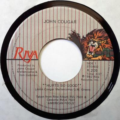 7inch Record JOHN COUGAR MELLENCAMP - Hurts So Good R209 Riva 1982 Canada Rock Used