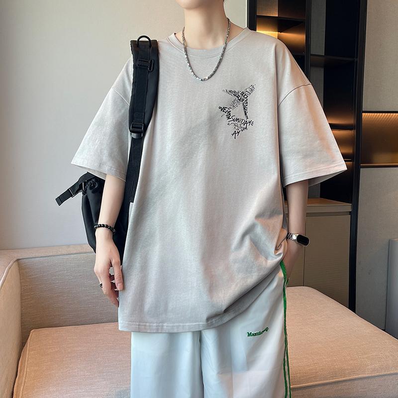 Sommer Herren Locker Kurzarm T-Shirt Herren Freizeit Rundhals T-Shirt