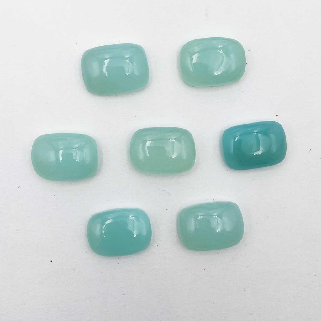 Natural Aqua Chalcedony Cushion Cabochon Loose Gemstone 8 Pcs 13*18 MM 100 CT For Jewelry Making