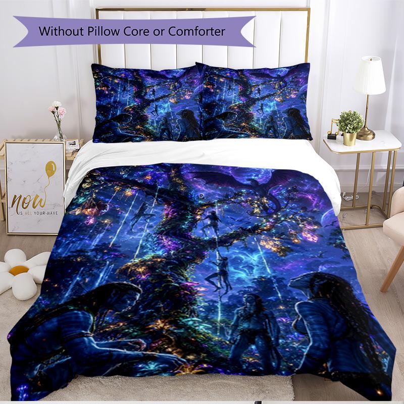 Parure de lit 3 pièces avec housse de couette (1*Housse de couette + 2*Taie d'oreiller, sans noyau), Ensemble de literie doux avec impression Avatar, Décoration de chambre à coucher pour la maison, Cadeau