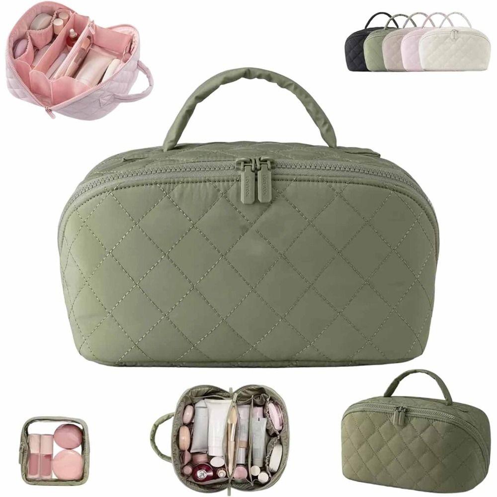 Bolsa de Maquillaje Amplia y Duradera para Mujer, Plano, Resistente al Agua, Neceser para Festival, Bolsas de Maquillaje para Artículos de Aseo y Pinceles