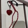 New Heart Leather Rope Keychain Cherry Bow Handmade Bag Pendant Ornaments Y2K Mobile Phone Lanyard Gifts