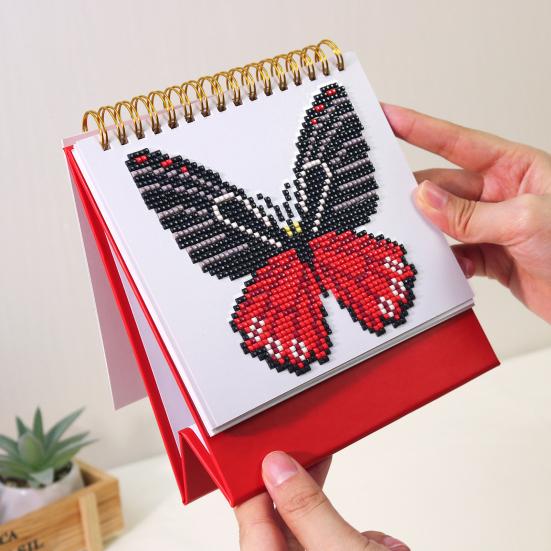 2026 Rhinestone Painting Desk Calendar DIY Handmade Butterfly Constellation Rhinestone Art Drawing Standing Flip Calendar Decoration