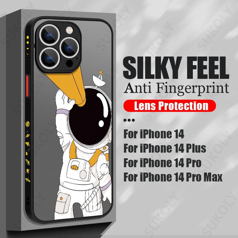 Astronaut Acrylic Phone Case For iPhone 16 13 14 Pro 15 16 Max 12 Pro Max 11 14 15 Plus Shockproof Matte Cartoon Hard Back Cover