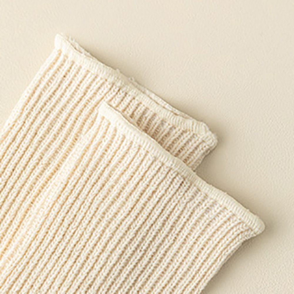 3Pairs Knitted Short Tube Socks Solid Color Mid-calf Socks Women Breathable Bare Toe Socks Lady