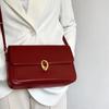 Geantă Retro pentru Femei, Nouă, Textură High-end, de Nișă, sub Braț, Piele PU cu Clapetă, Roșie, Geantă Pătrată Crossbody pe Umăr CLE