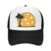 Pickleball Beach Sunset Foam Mesh Trucker Hat Casual Summer Breathable Meshback Sun Caps Adjustbale