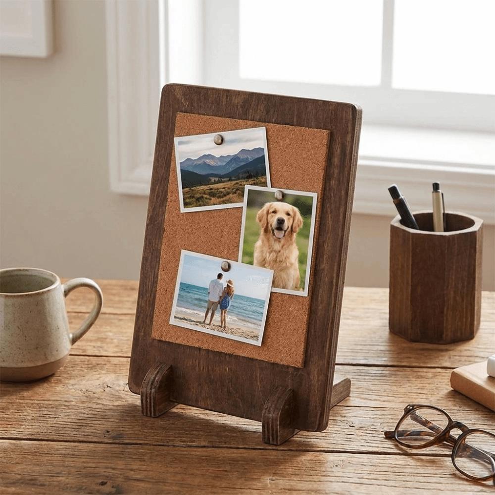 Soft Cork Notice Pin Memo Rack Solid Wood Photo Display Holder Cork Message Board Home Decor