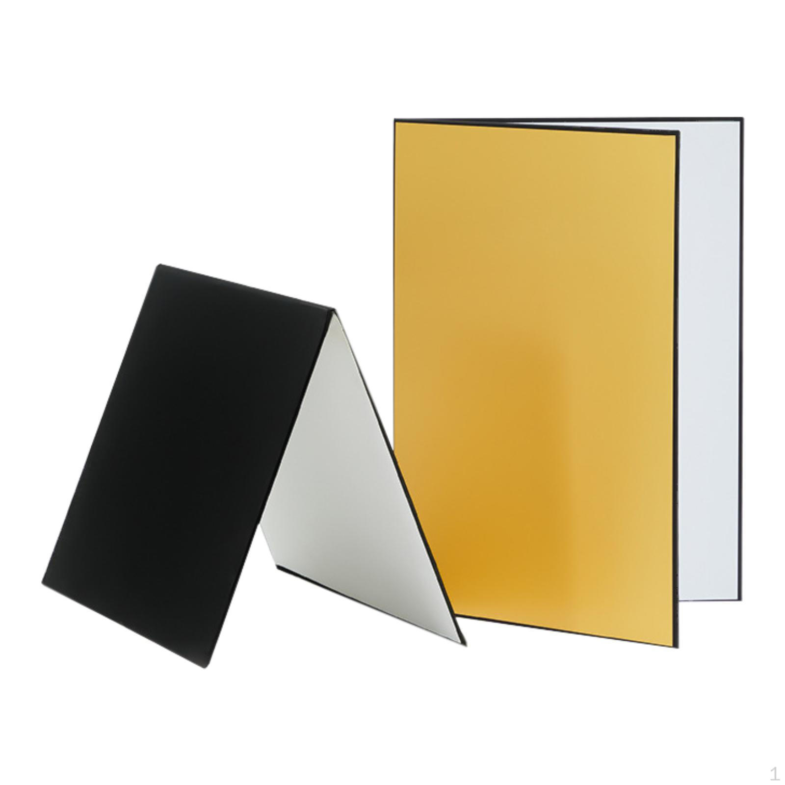 

2 шт. светоотражателей для фотографий из картона, складные, многофункциональные, вращение на 360° A4_Black White Gold