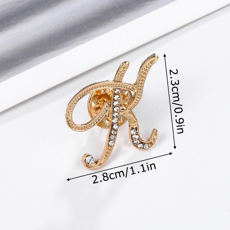 1PC Rhinestones Clothing Accessories Shirts Badge Gifts Lapel Pin Party Women's Brooches Dinner Letter Brooch Dress European A-Z