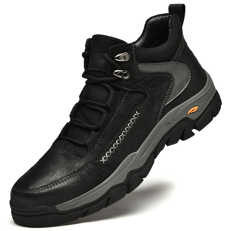 Medium tube hiking shoes rubber non-slip thick-soled casual labor insurance shoes with cotton warm winter snow shoes