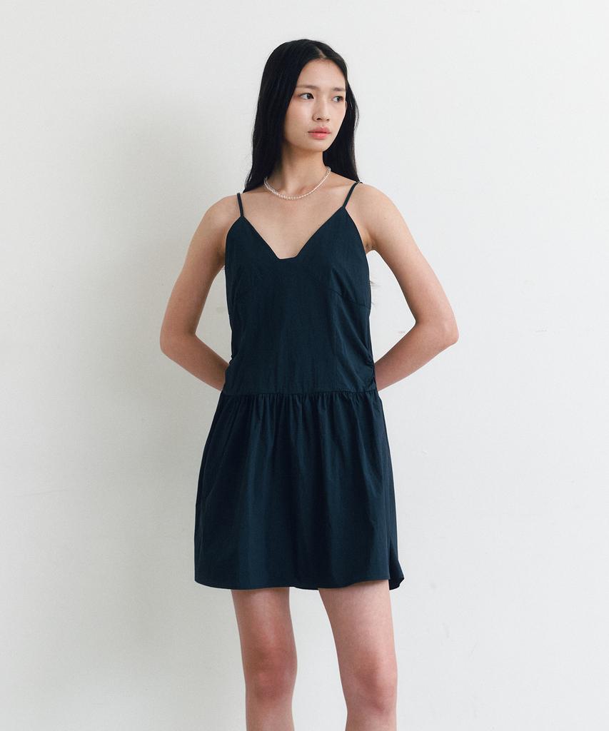 Ceme V-Neck Shirring Mini Dress(Nv)