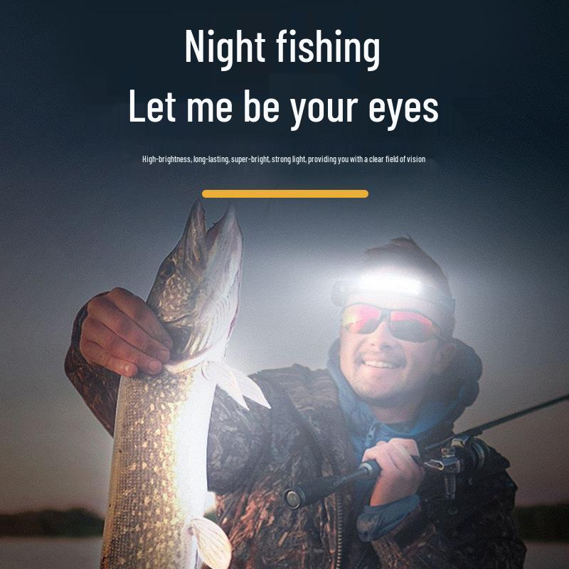 Yellow Light Induction Headlamp: Long Battery Life, Lithium Battery, Clip-On, Red Light Option for Night Fishing