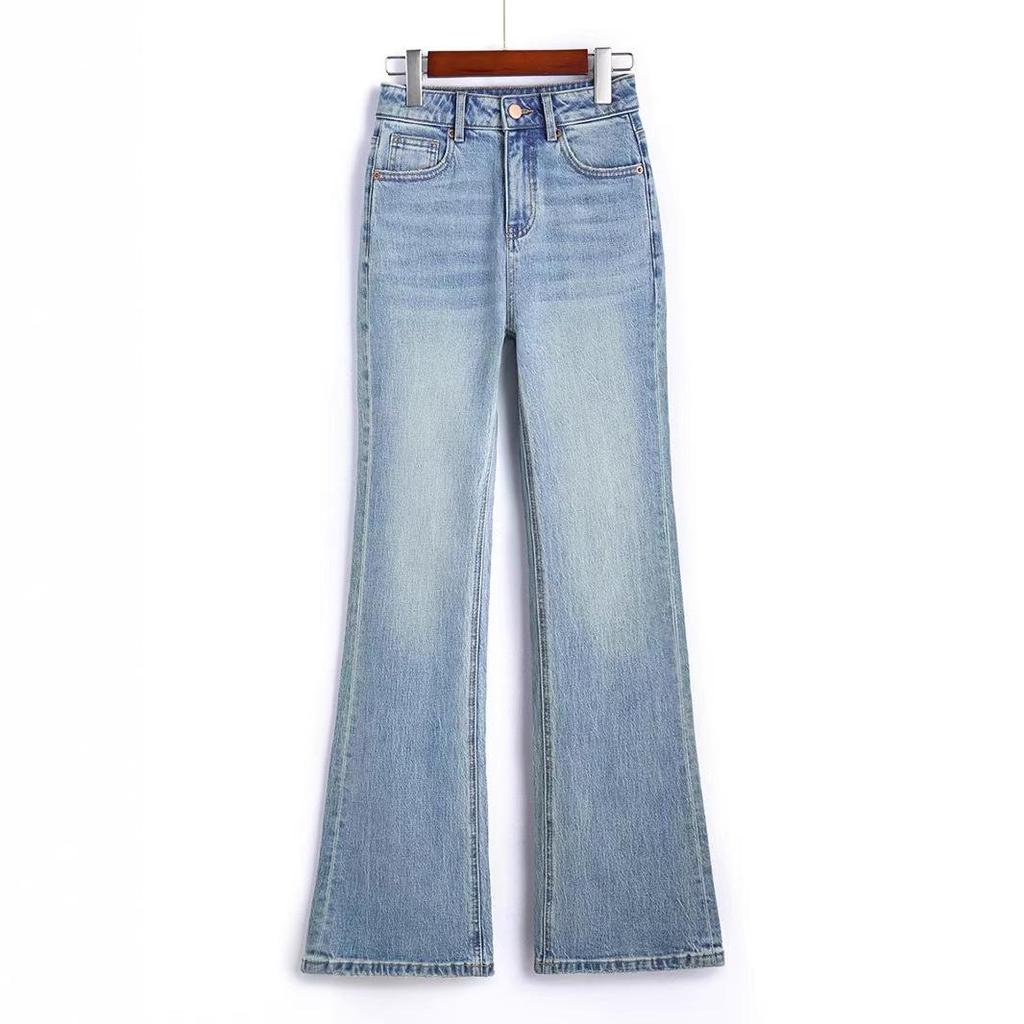 Star Zhao Lusi Style Women's Micro Flare Jeans - Loose Fit, Straight Leg, Autumn Collection