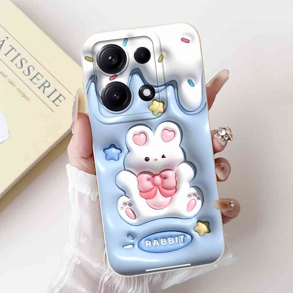 Simple Silicone Case For Redmi Note14S 4G Cute Panda Rabbit Shockproof Back Cover Note14 For Xiaomi Redmi Note 14 14S Cases