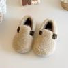 Leopard Print Girls' Furry Cotton Shoes - 2025 Winter Plush Baby Outdoor Footwear
