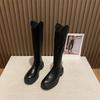 Women's autumn and winter new long boots, thick-soled long boots, high boots, women's middle heel but knee leather boots, velvet