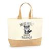 Sac cabas - PLANETEE - Frédérique "Bas les pattes" Raton laveur - Jute naturel - Imprimé en France - Grande contenance