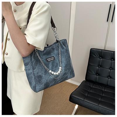 Denim Bag Women's 2025 Summer New Simple Fashion Versatile Shoulder Bag Large Capacity Tote Bag
