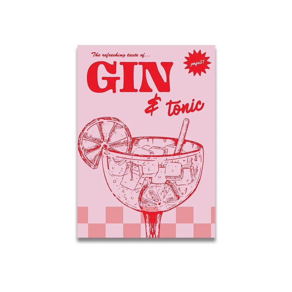 Vintage Pink Cartoon Print Canvas Posters Wall Art Poster Home Decor Canvas Print Painting  Living Room Bedroom Decor Unframed