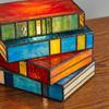 Colorful Design Stacked Books Lamp Resin Handicraft Stained Glass Lamp Stacked Books Design Stained Glass Desk Reading Lights
